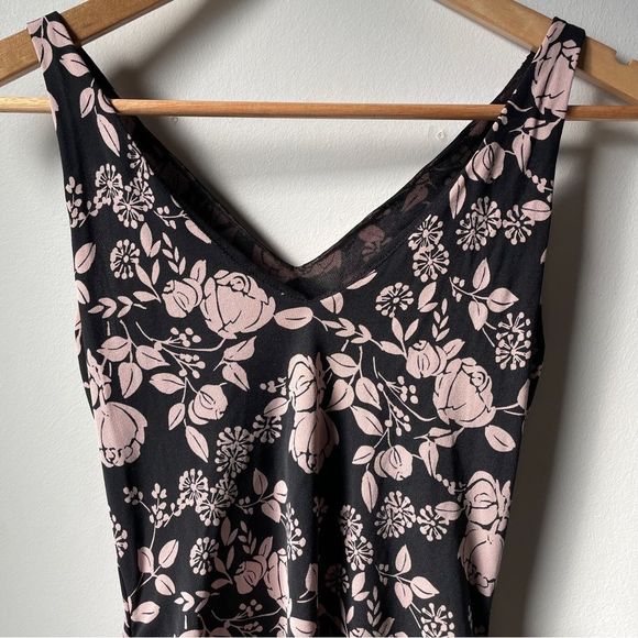 Nicole Miller collection black and pink genuine silk floral print summer dress S - Picture 2 of 6